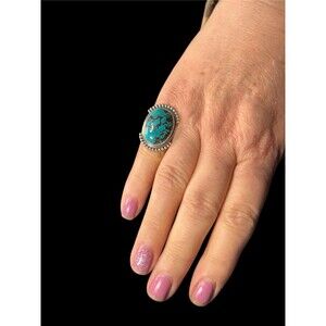 925 sterling silver turquoise stone ring size 7.5